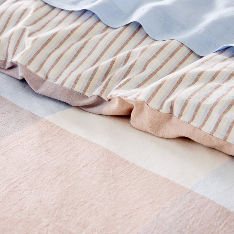 Linen Cotton Cove Blue Check Pillowcase