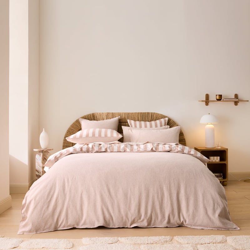 Linen Cotton Pecan Stripe Quilt Cover Set + Separates