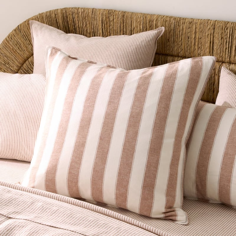 Linen Cotton Pecan Stripe Quilt Cover Set + Separates