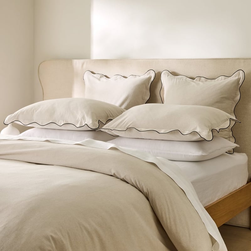 Hallie Scallop Natural & Black Quilt Cover Set + Separates