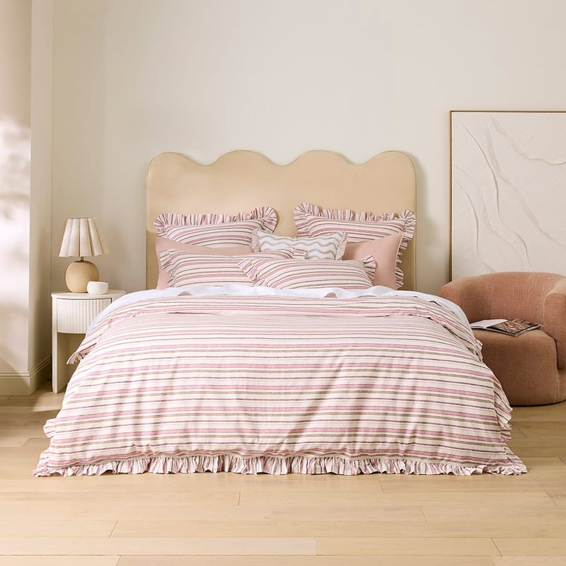 Linen Cotton Harlow Stripe Ruffle Quilt Cover Set + Separates