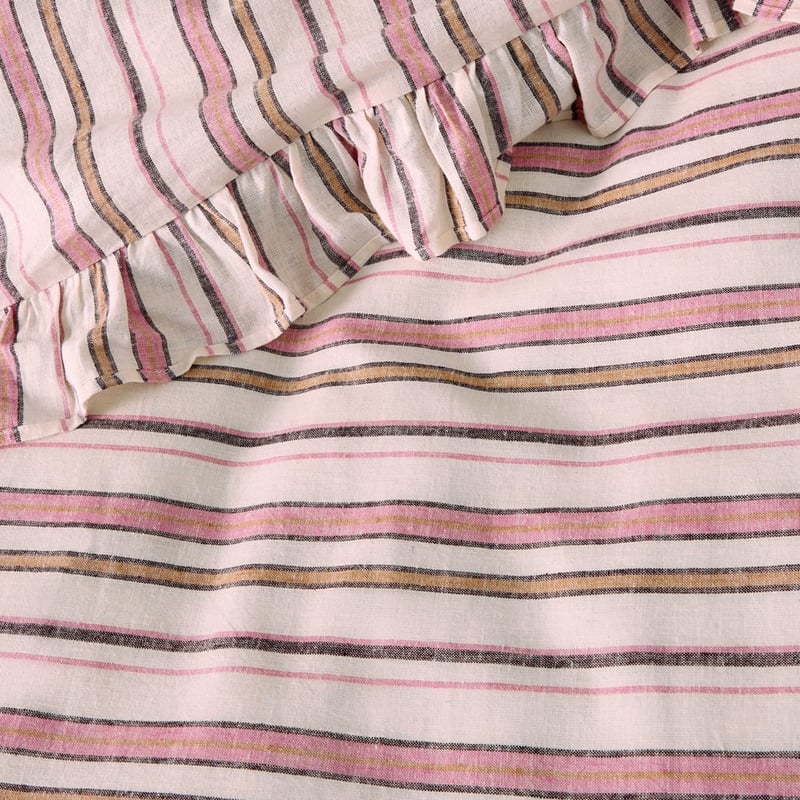 Linen Cotton Harlow Stripe Ruffle Pillowcase