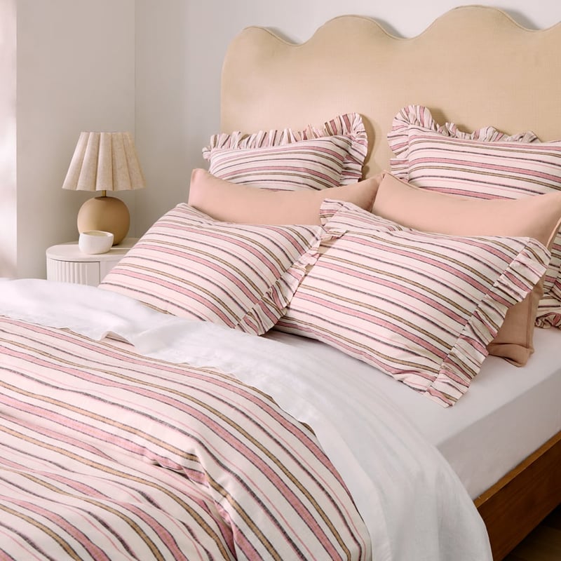 Linen Cotton Harlow Stripe Ruffle Pillowcase