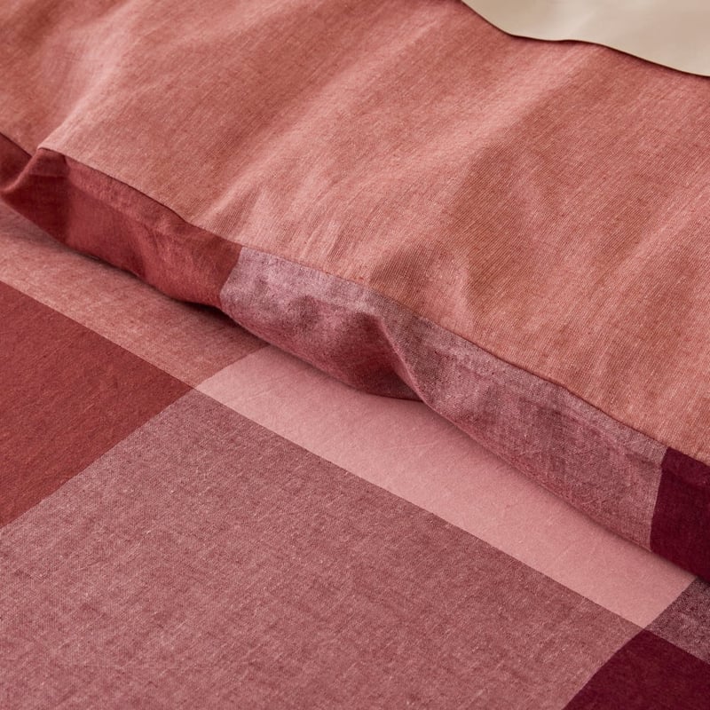 Linen Cotton Newland Earth Check Quilt Cover Set + Separates