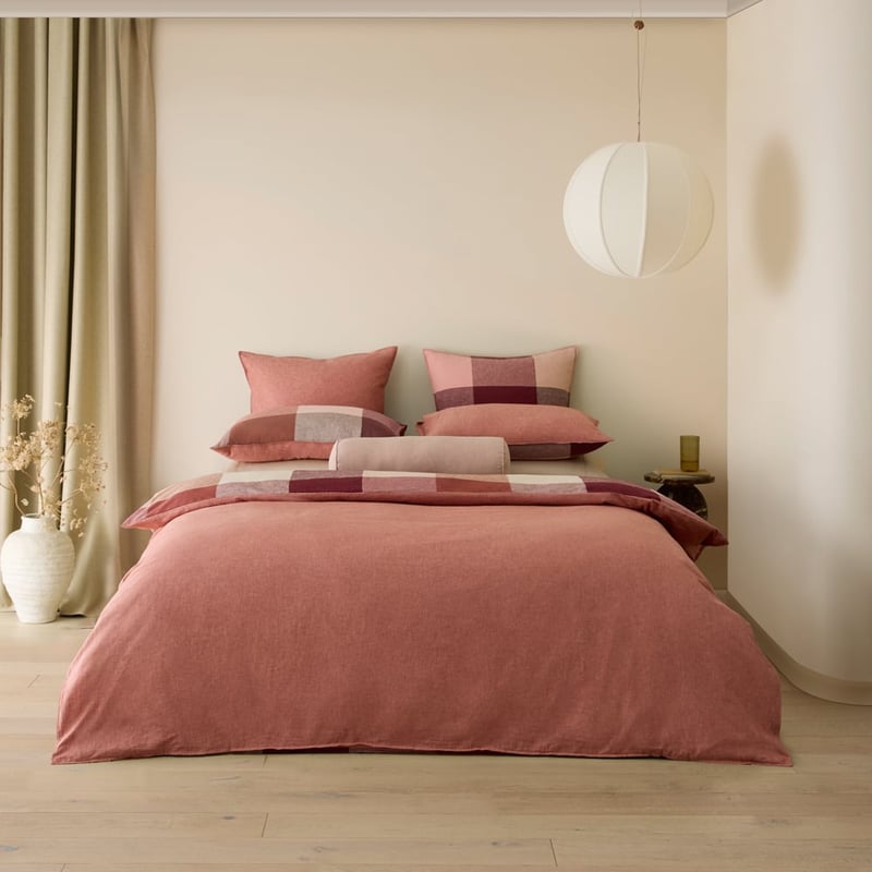 Linen Cotton Newland Earth Check Quilt Cover Set + Separates
