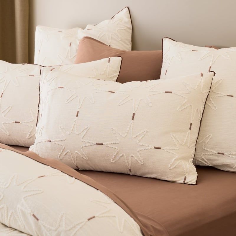 Capella Embroidered Natural Quilt Cover Set + Separates 