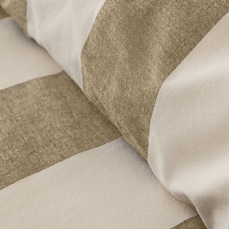 	Stonewashed Cotton Olive & Coconut Wide Stripe Pillowcases