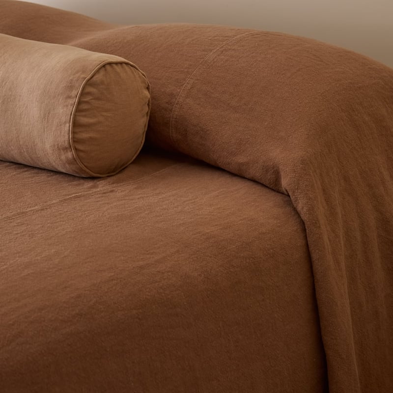 Vintage Washed Linen Mocha Bedcover