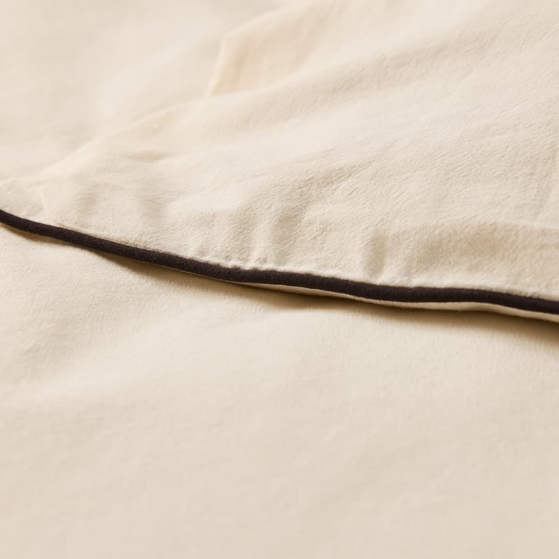 Stonewashed Cotton Coconut & Black Piped Pillowcases