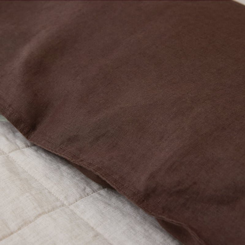 Vintage Washed Linen Chocolate Pillowcases