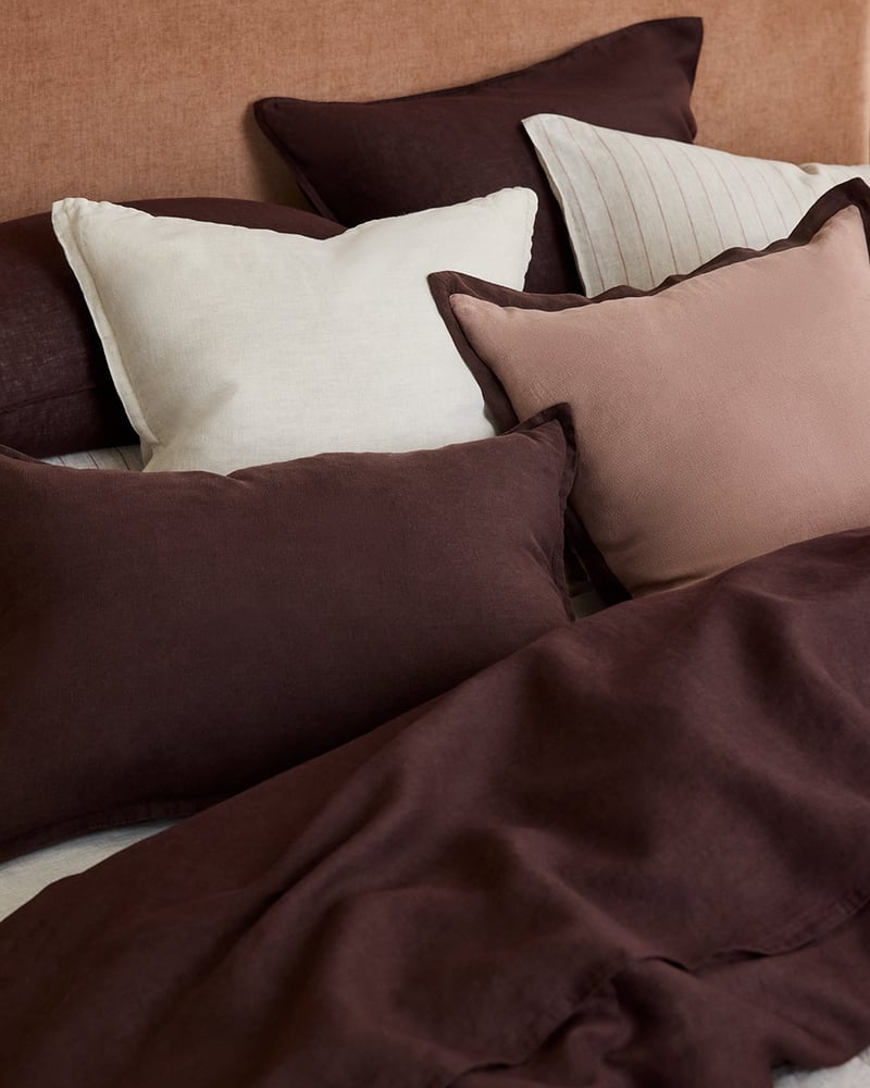 Vintage Washed Linen Chocolate Quilt Cover Separates