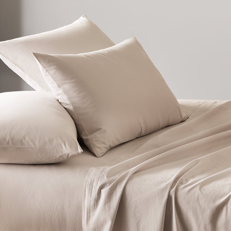 Stonewashed Cotton Silver Sheet Set