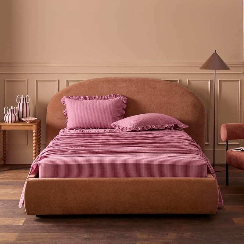 Ruffle Plum Stripe Sheet Set