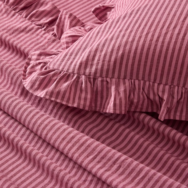 Ruffle Plum Stripe Sheet Set