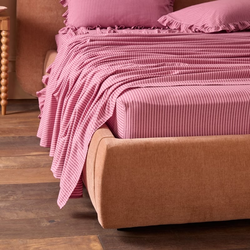 Ruffle Plum Stripe Sheet Set