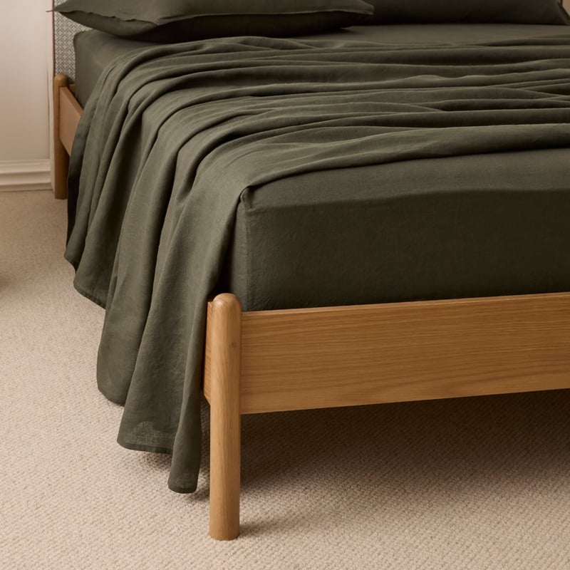 Vintage Washed Linen Thyme Sheet Set