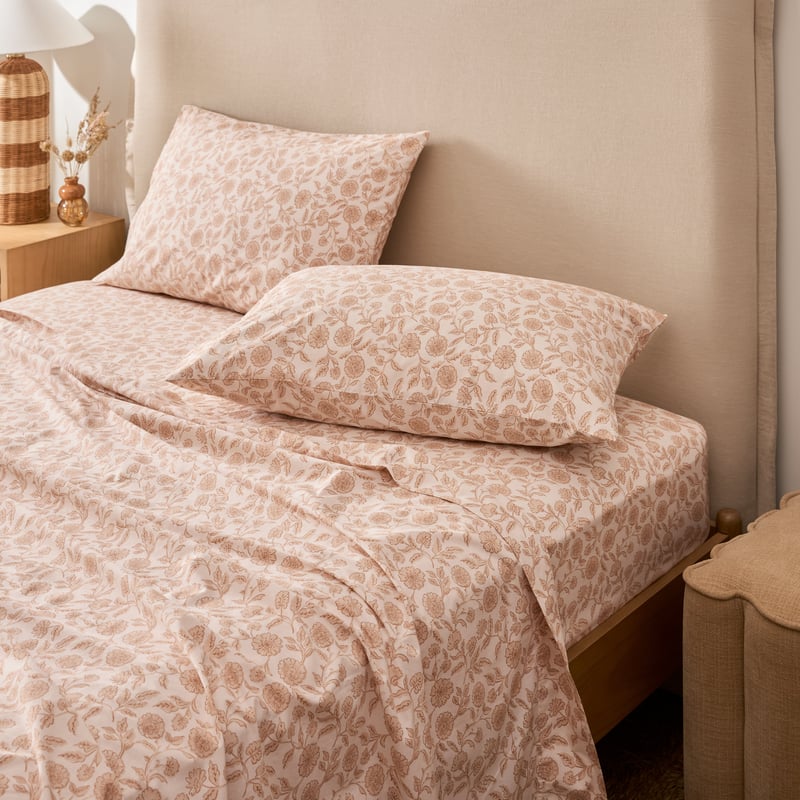 Aasha Floral Macadamia Printed Sheet Set 