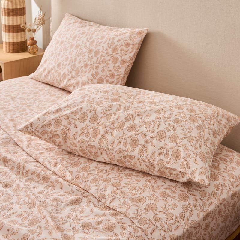 Aasha Floral Macadamia Printed Sheet Set 
