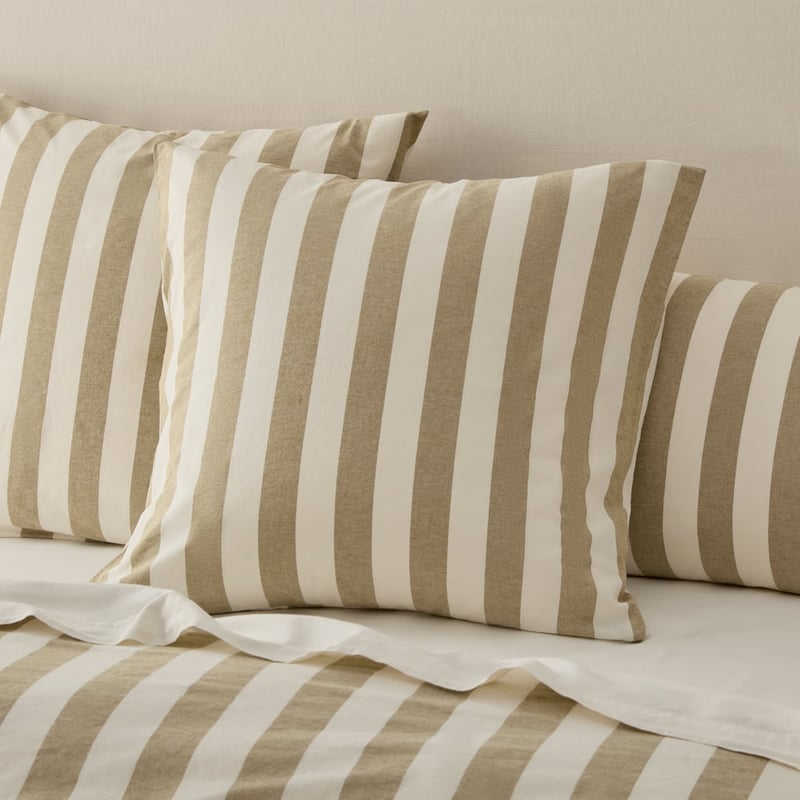 Stonewashed Cotton Olive & Coconut Stripe Sheet Separates