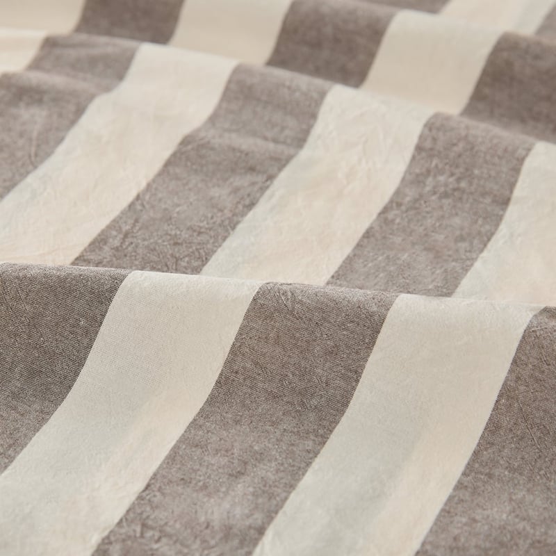 Stonewashed Cotton Natural & Chocolate Stripe Sheet Set
