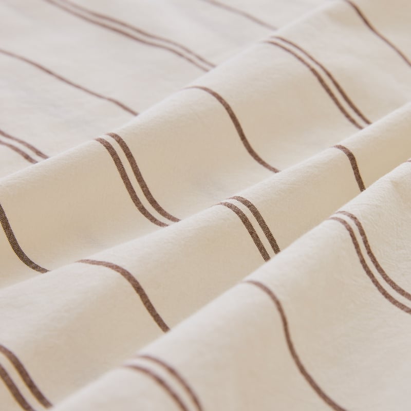 Stonewashed Cotton Chocolate & Coconut Pencil Stripe Sheet Separates