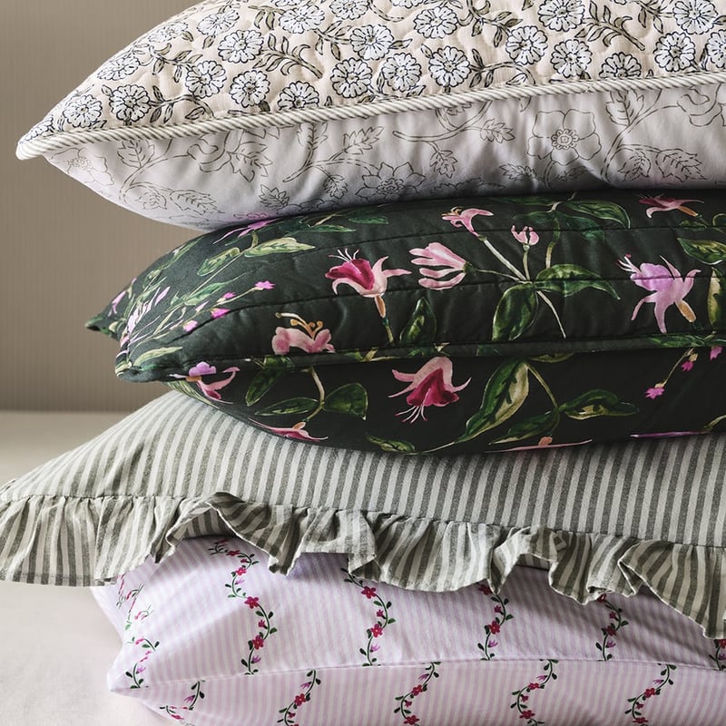 Greta Floral Green Quilted Pillowcases