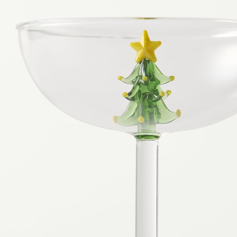 Christmas Green Tree Coupe Glass Pack of 2