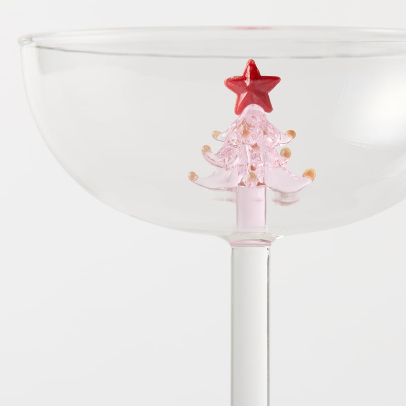 Christmas Pink Tree Coupe Glass Pack of 2