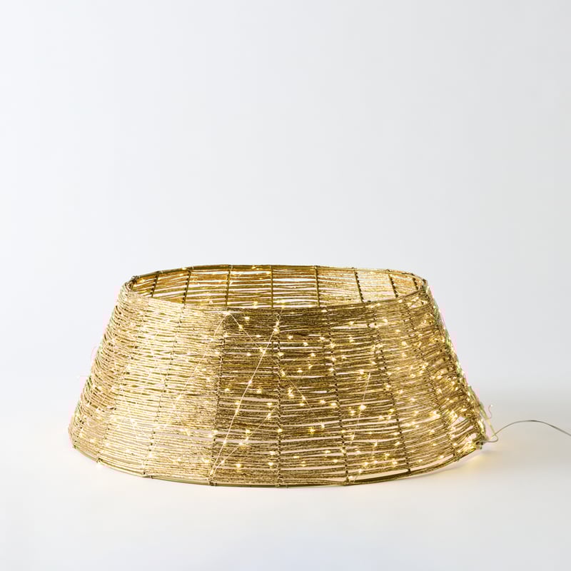 Sparkling Gold Tree Skirt with LED Lights
