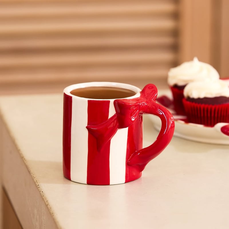 Festive Bow Red & White Mug