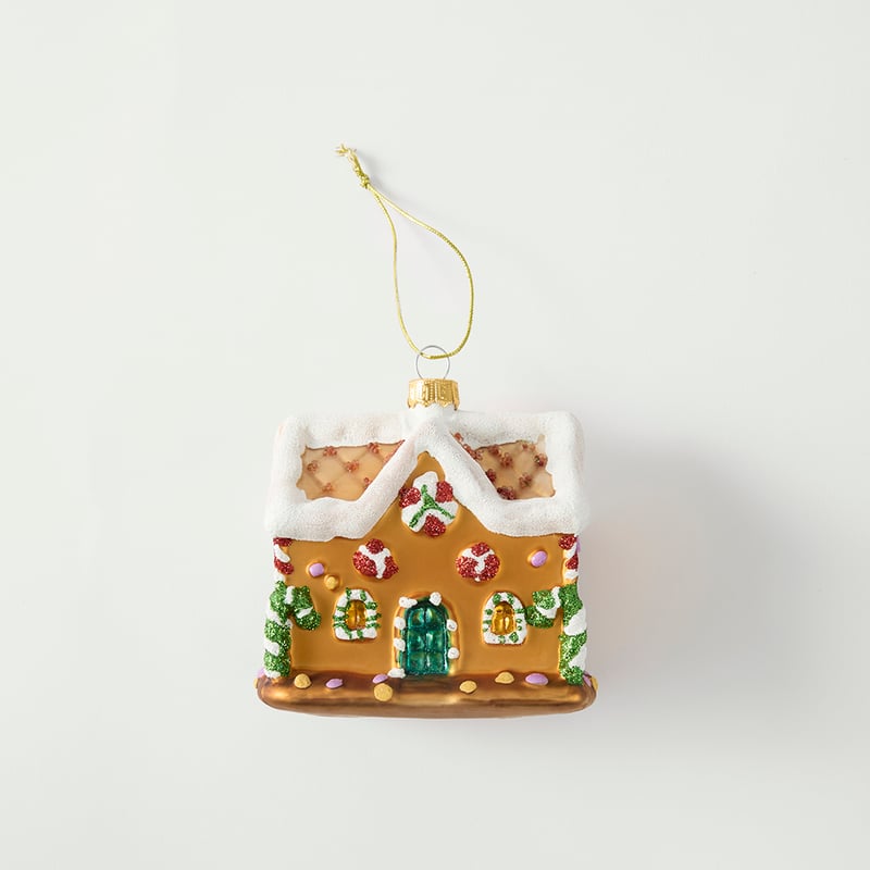 Vintage Glass Gingerbread House Ornament