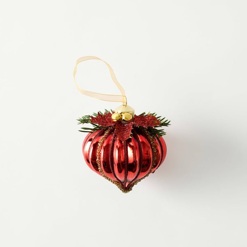 Vintage Glass Red Holly Drop Ornament