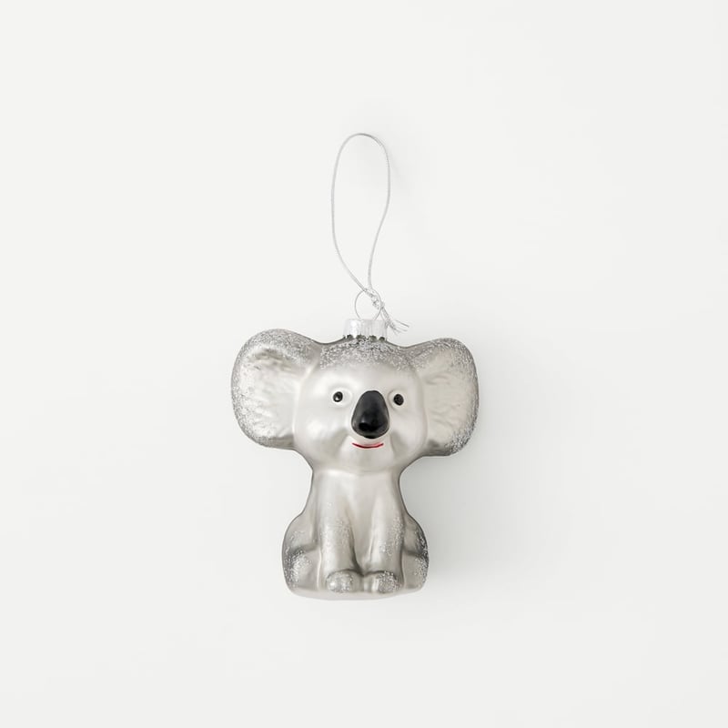 Vintage Glass Grey & Silver Koala Ornament
