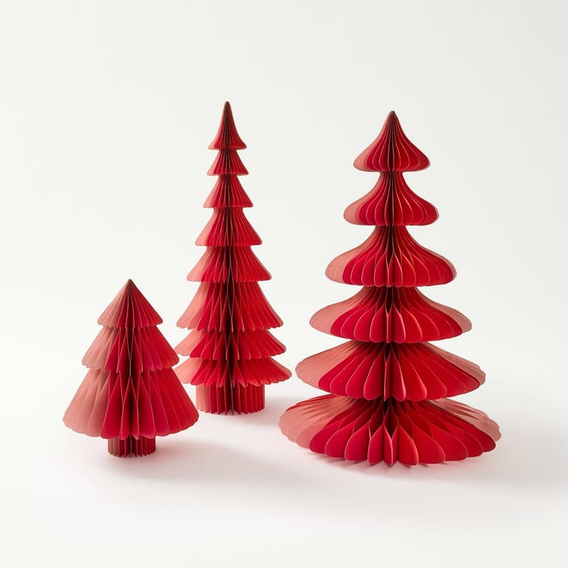 Honeycomb Paper Red & Pink Small Tree