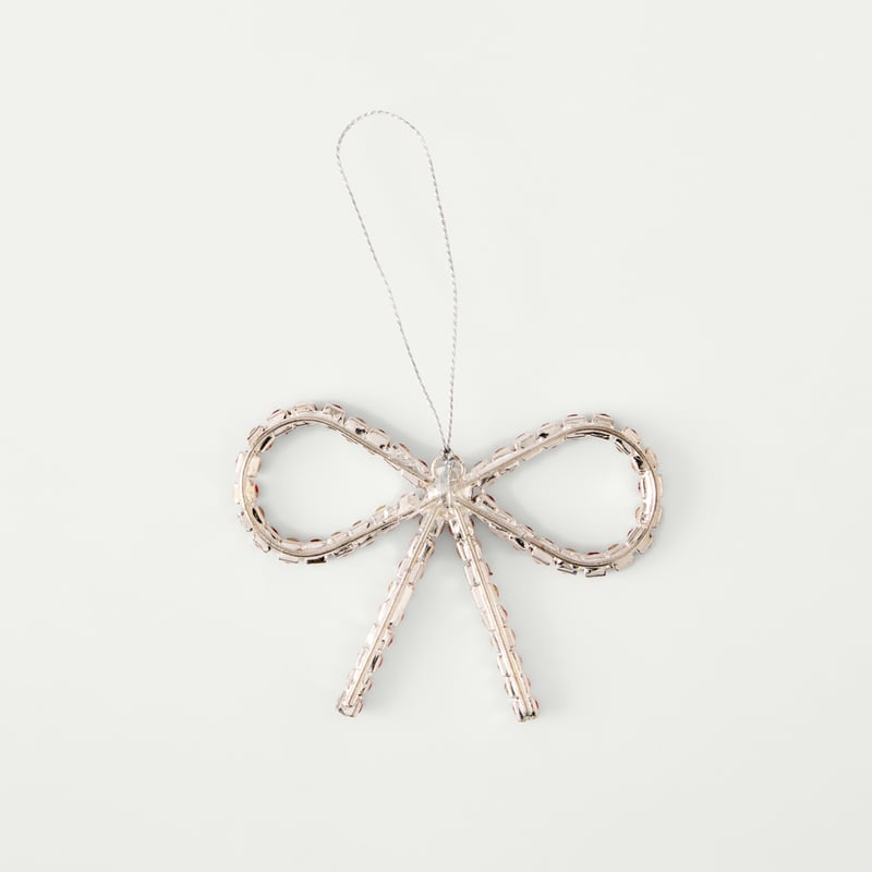 Crystal Jewel Red & Silver Bow Decoration