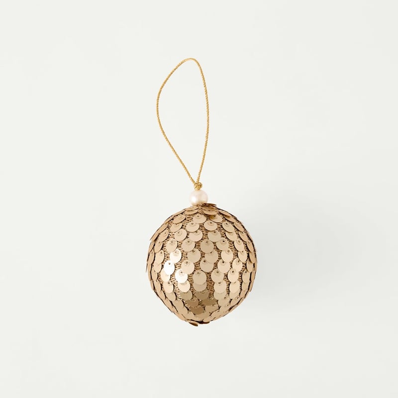 Gold Sequin Bead Ball Ornament