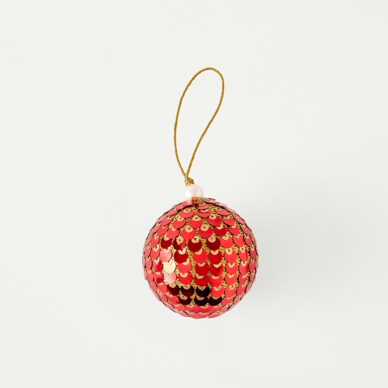 Red Sequin Bead Ball Ornament