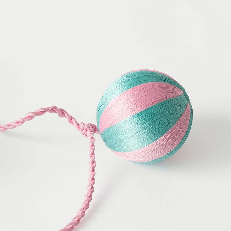 Pink & Mint Thread Stripe Ball Garland