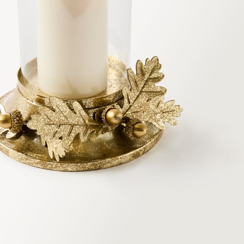 Gold Acorn Pillar Candleholder
