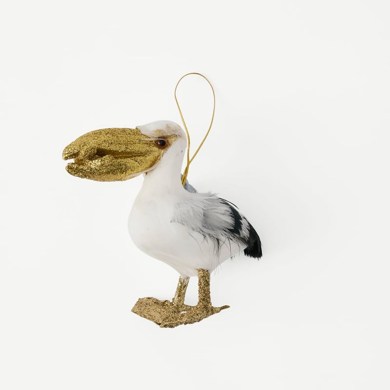 Christmas Flock White Pelican with Chips Decoration