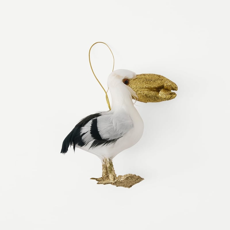 Christmas Flock White Pelican with Chips Decoration