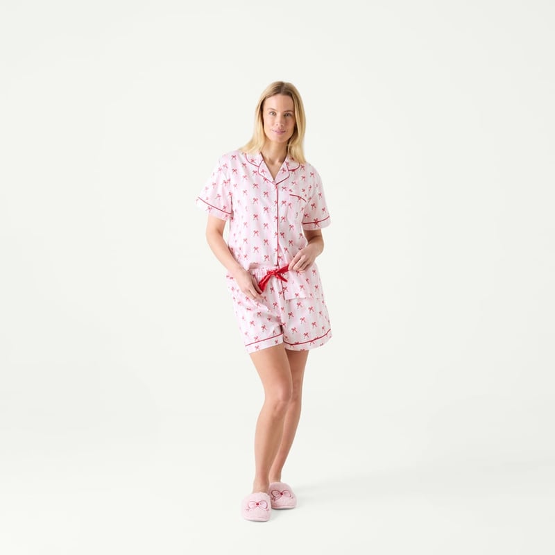 Women's Bows Pink Short Pyjama Set