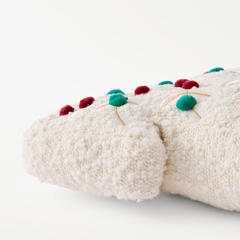 Festive White Light-Up Tree Cushion