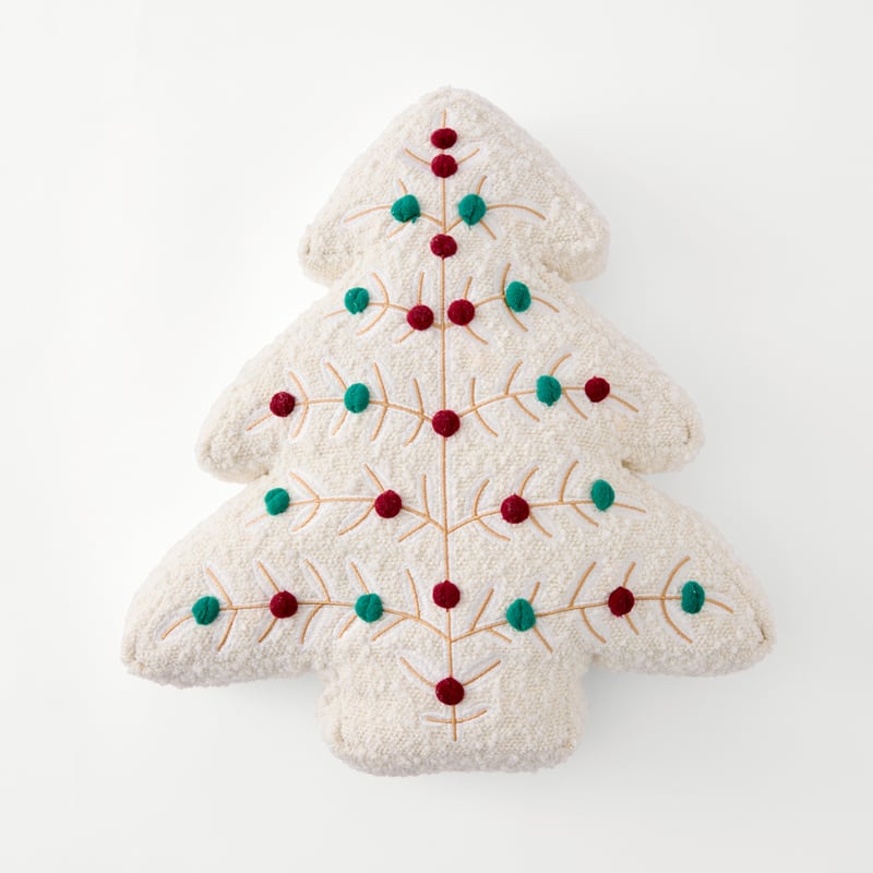 Festive White Light-Up Tree Cushion
