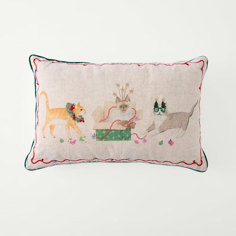 Festive Cats Linen Cushion