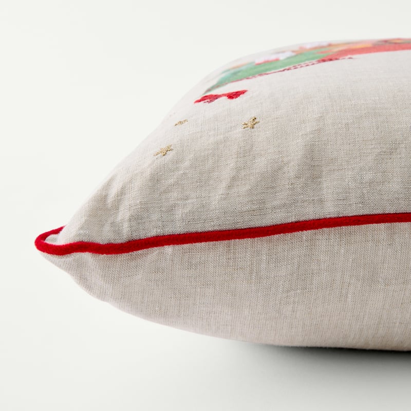 Festive Dachshunds Linen Cushion