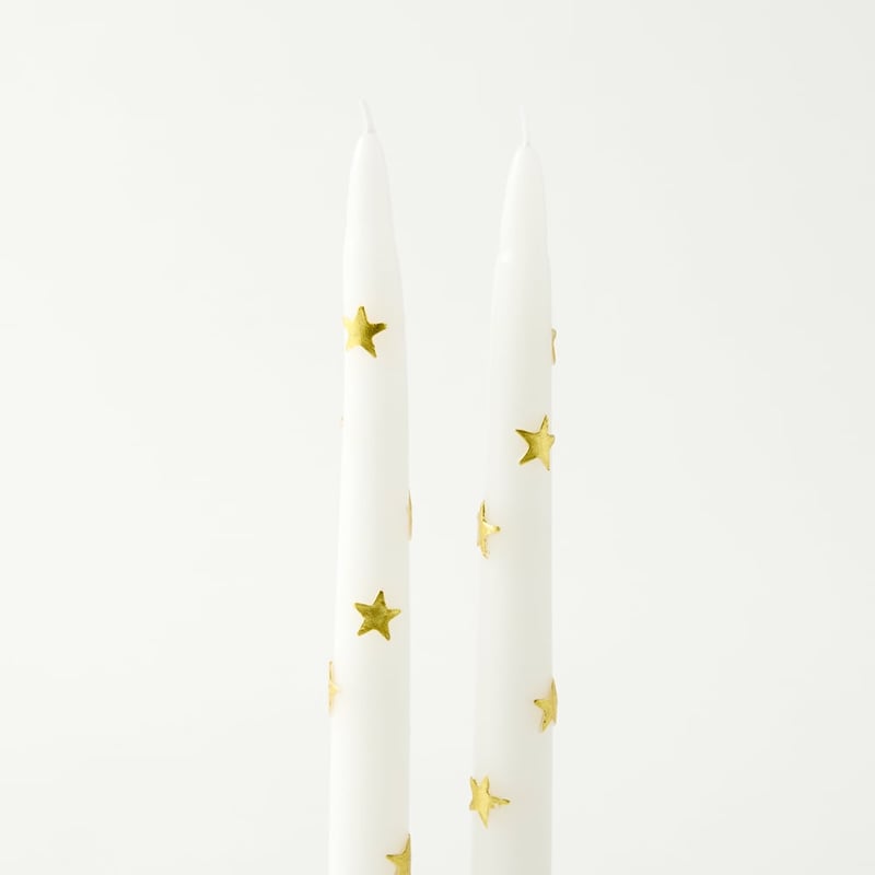 Gold Stars Taper Candle Pack of 3