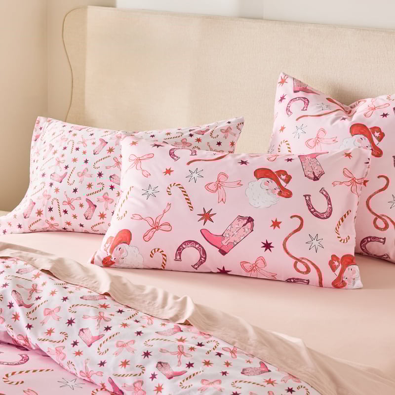 Sweet Dreams Christmas Cowgirl Pink Quilt Cover Set + Separates