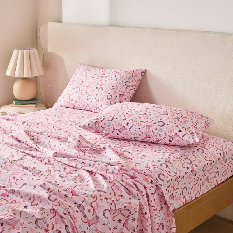 Sweet Dreams Christmas Cowgirl Pink Sheet Set