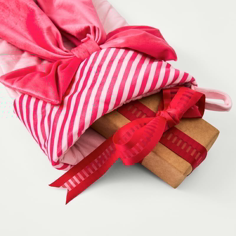 Pink Velvet Bow Stocking